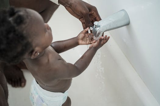 toddler washing hands